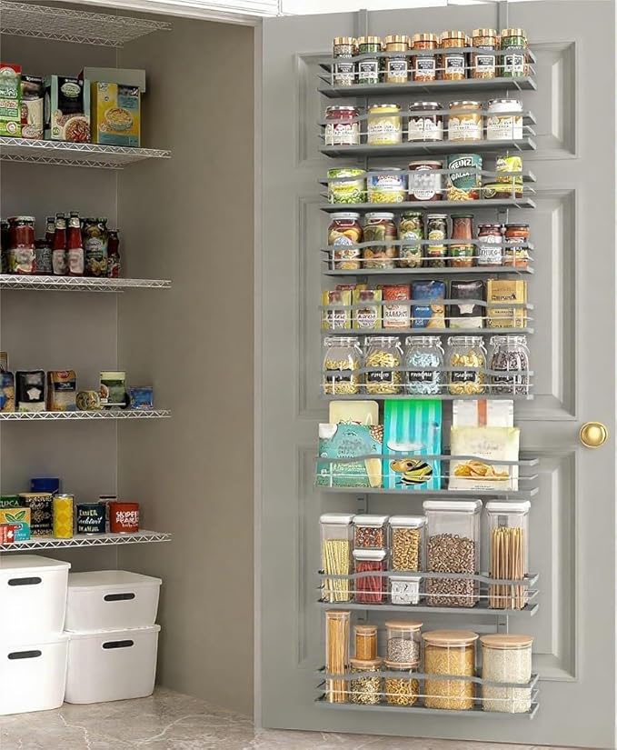 Grey 9-Tier Over The Door Pantry Organizer, Pantry Organization and Storage