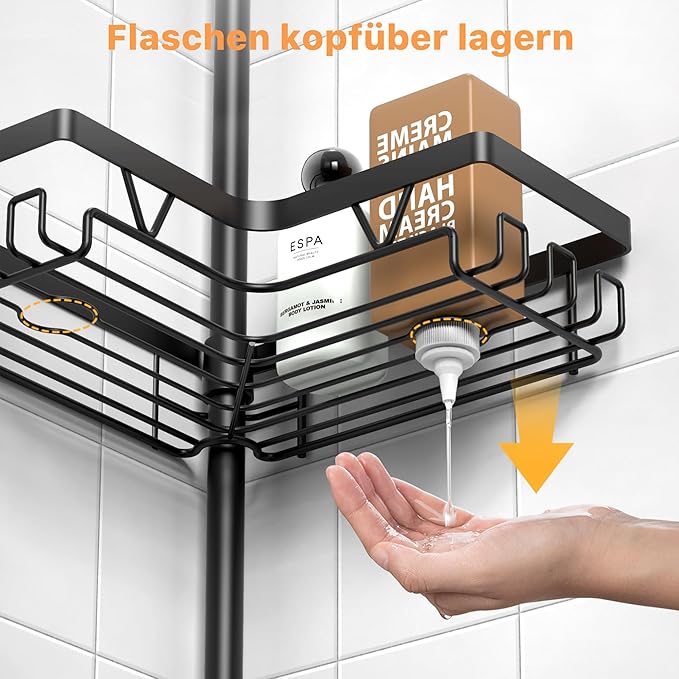 Corner Shower Caddy Tension Pole, Shower Tension Rod Organizer