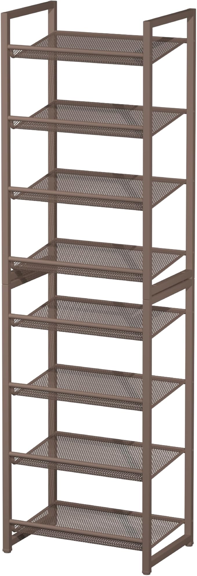 Tall Narrow Shoe Rack, 8 Tier Stackable Shoe Stand for 16-20 Pairs, Heavy Duty Shoe Organizer for Small Space Closet Bedroom, Bronze