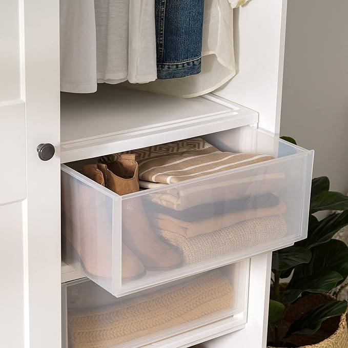 USA 47 Qt. Extra-Large Stackable Storage Drawer Plastic Drawer Organizer