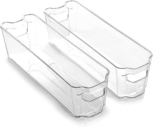 Stackable Storage Bins, Small, 2 Pack, THE STACKER COLLECTION, Clear Plastic