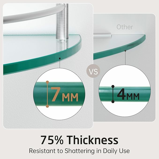 Glass Corner Shelf for Bathroom Corner Shelf 2 Pack Tempered Glass Shelf
