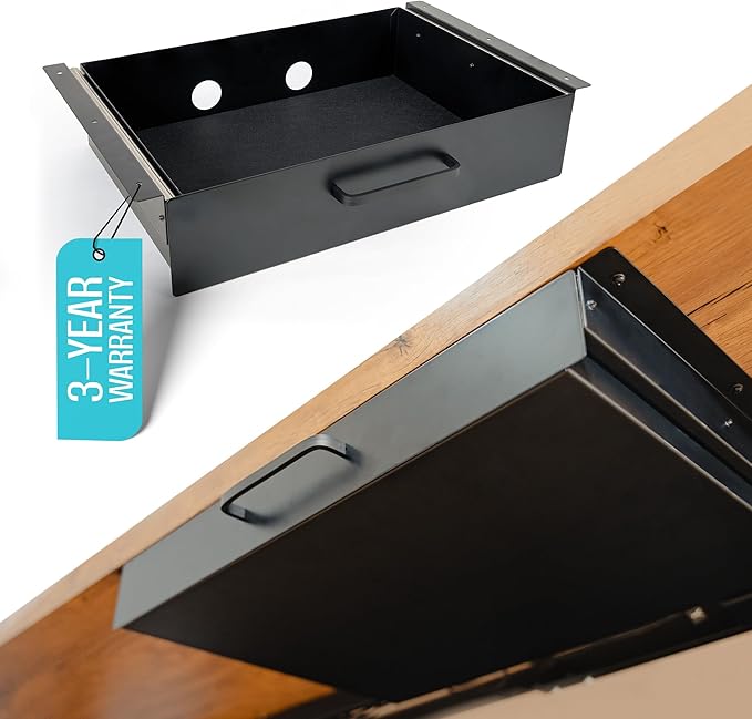 Storage Drawer, Carbon Steel Underdesk Drawer Slide Out, 17.7 x 12 x 4 in