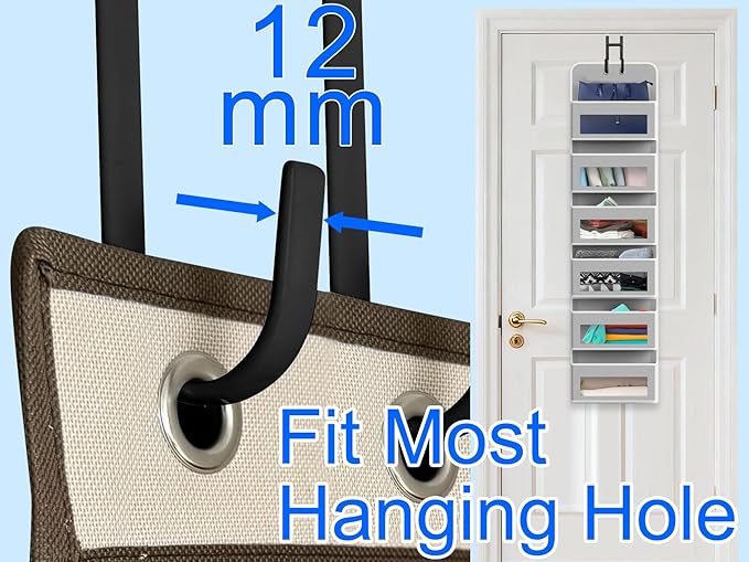 Over the Door Twin Metal Hooks with Plastic Coating 5.5" Fit 0.5" to 1 3/8" Door
