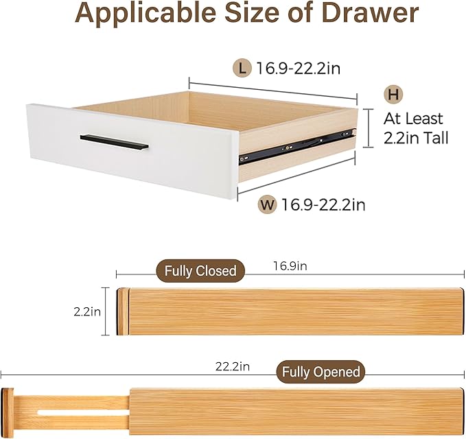 Bamboo Drawer Divider Set of 4