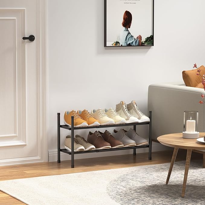 Expandable Shoe Rack, 2 Tier Shoe Rack for Closet