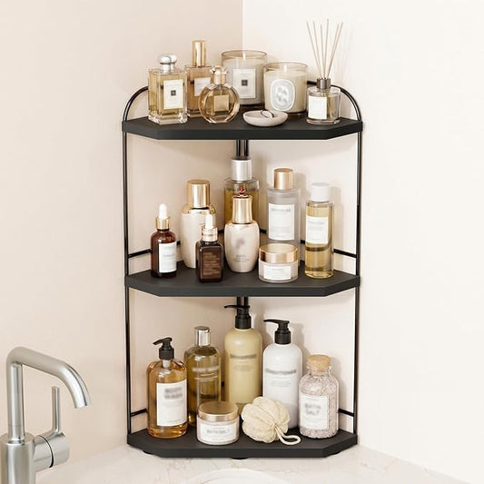 Corner Bathroom Counter Organizer, Black