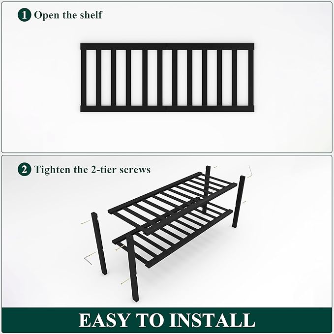 Smiry Bamboo Shoe Rack, 2 Tier Free Standing Wooden Shoe Organizer, Stackable Wood Shoe Storage Shelf for Closet, Entryway, 12 Vertical Slats, One-piece Standard Legs, 26.8"x11"x13", Black