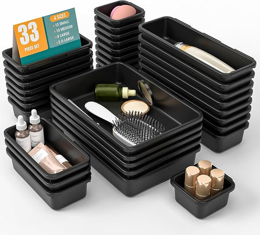 33 PCS Drawer Organizer Set, Black