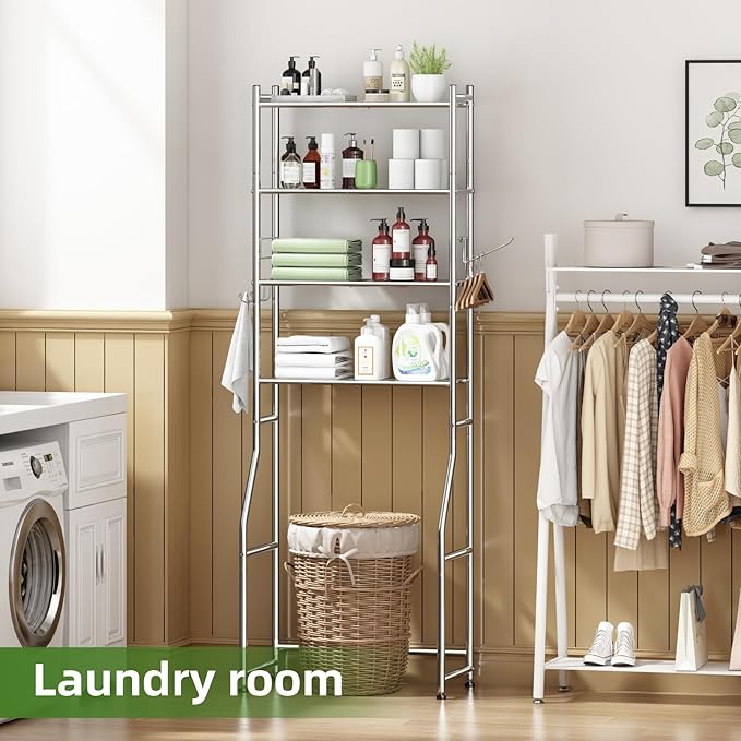 Over the Toilet Storage Cabinet, Metal 4 Tier Bathroom Shelves Over Toilet