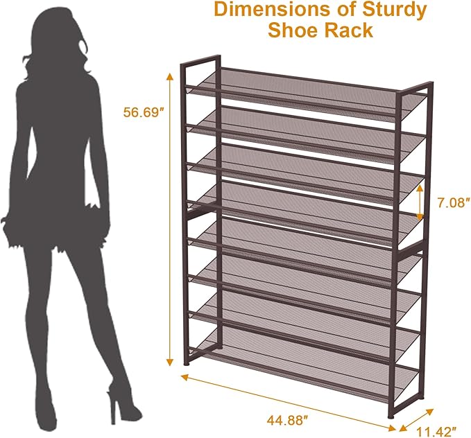 Large Shoe Rack 8 Tier Shoe Organizer, Bronze