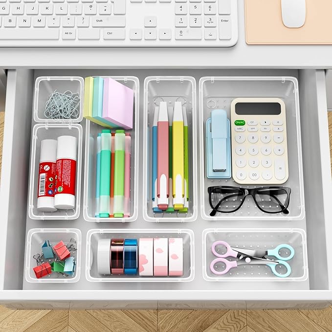 12 PCS Drawer Organizer Set, 4 Sizes Tool Storage Trays, Bedroom