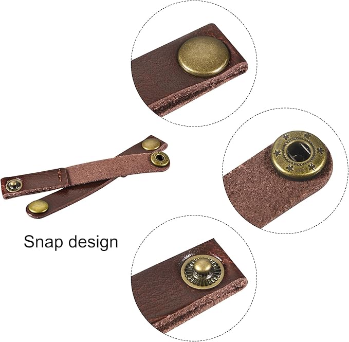MECCANIXITY Pack of 15 Leather Cable Straps Cord Organizer 90x12mm Portable Cable Leather Clips Brown Earphone Cord Management for Cable, Wire
