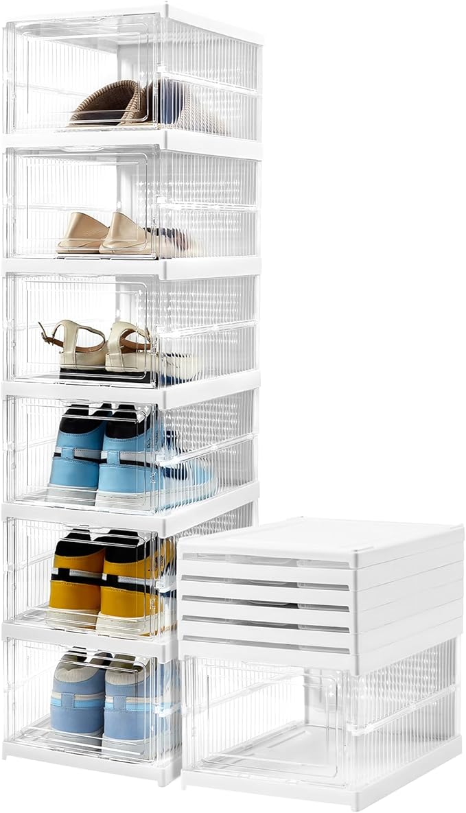 Upgrade Clear Foldable Shoe Storage Organizer