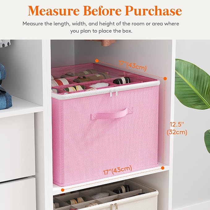 Lifewit Shoe Storage Organizer for Closet, Fabric Large Shoe Box Storage Containers with Clear Cover, Foldable Bins for Boots Heels Sneakers Fits 36-48 Pairs (Each 12-16 Pairs) 3 Pack Pink