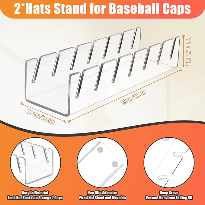Hat Stand for Baseball Caps, Clear-4Pack
