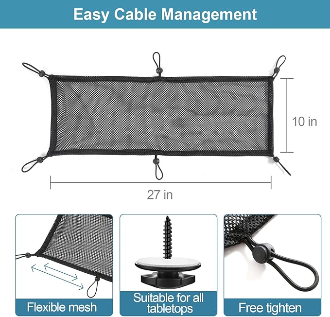 Cable Management Mesh Under Desk Kit, Privacy Net
