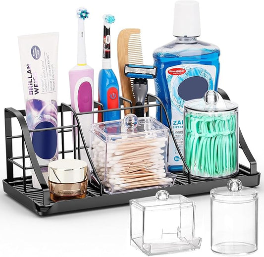 Toothbrush Holders Set with 2 Pack Qtip Holder Dispenser
