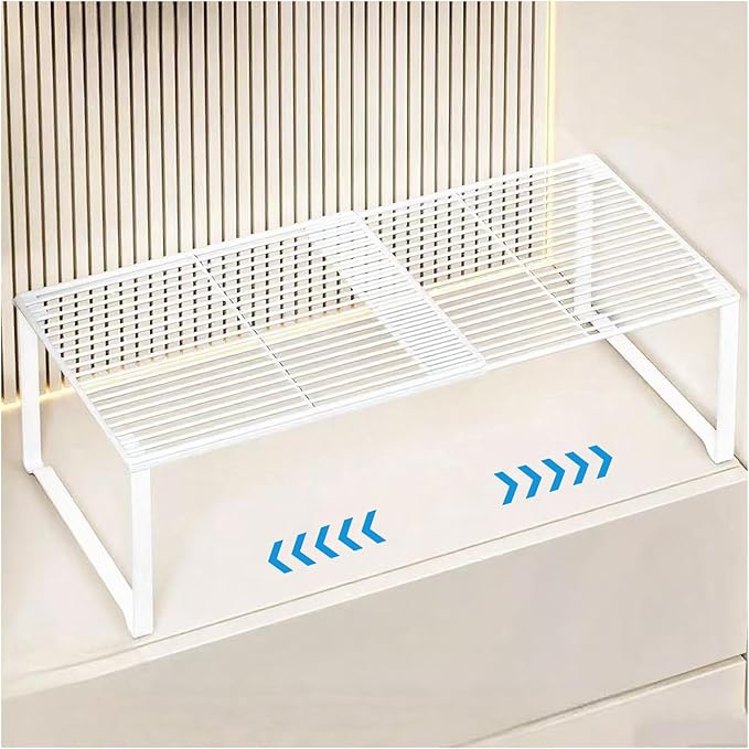 Extendable Metal Wire Shelf Organizer, Adjustable 15-24.4in Length, 1, White