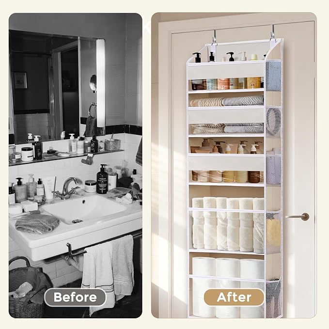 5 Tiers Over the Door Organizer with 10 Mesh Side Pockets