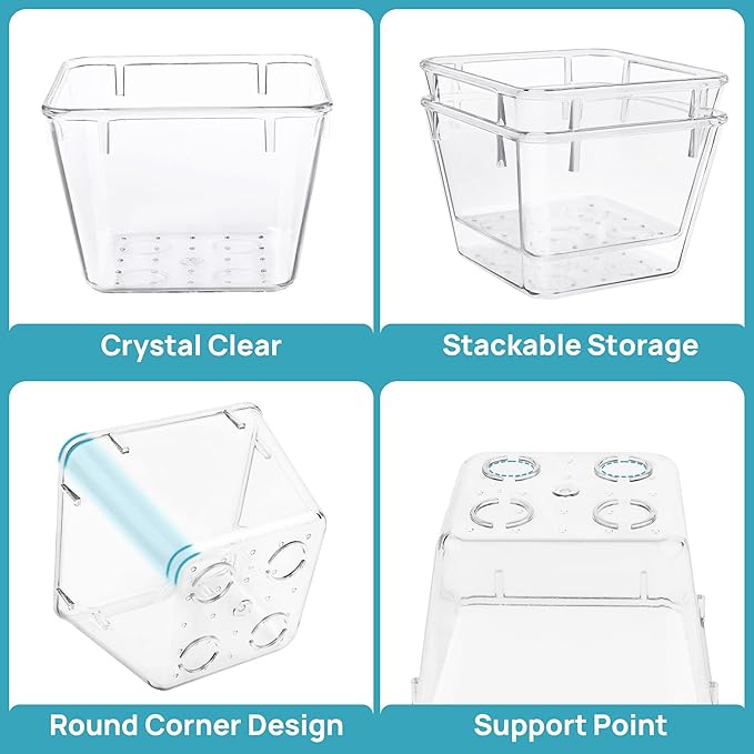 15 PCS Clear Plastic Drawer Organizers Set