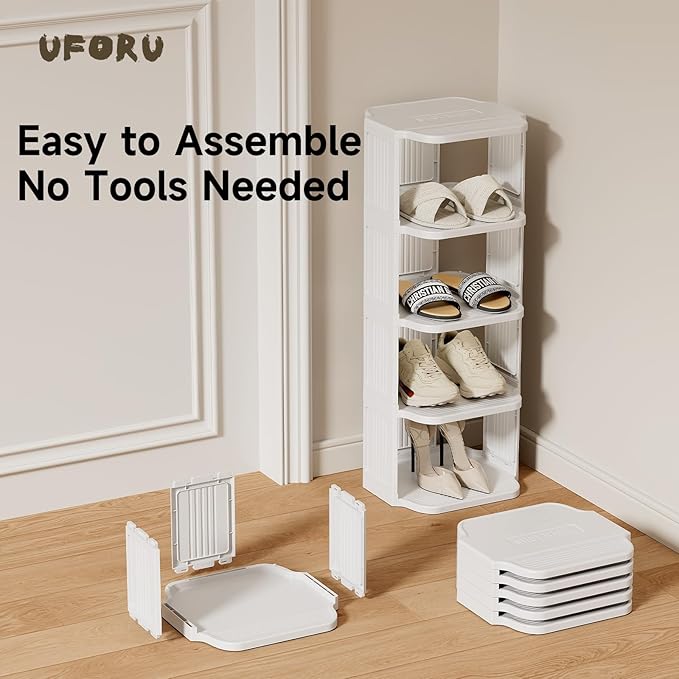 Vertical Shoe Rack, 6 Tiers Stackable Shoe Rack for Closet