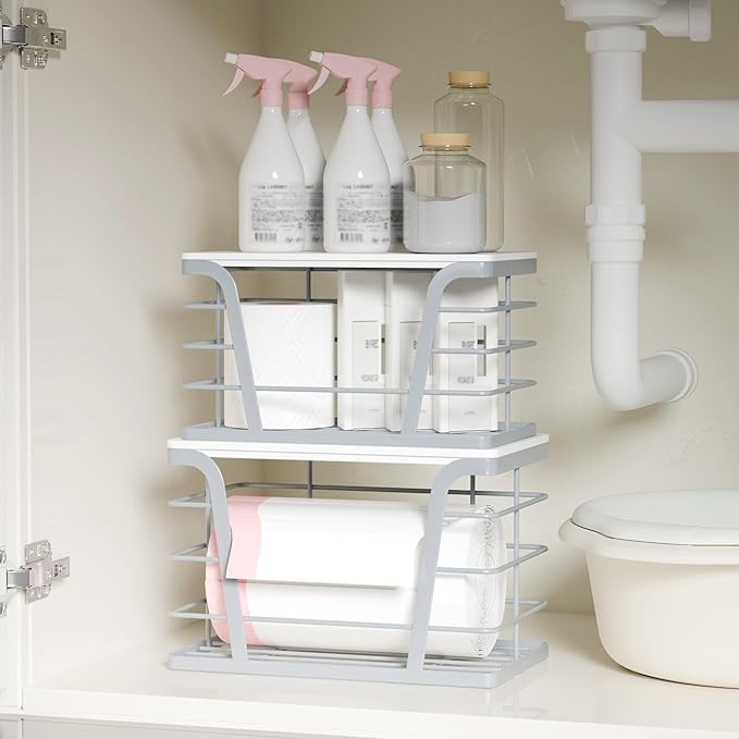 2 Pack Gray Trash Bag Organizer for Kitchen and Pantry