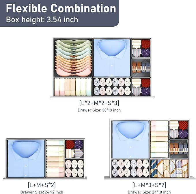 DIMJ Drawer Organizer Clothes Storage - 21 Pack Baby Dresser Organizer for Nursery Closet Organization, Fabric Drawer Organizer Bins for Underwears Socks Bras, Foldable Storage Dividers for Bedroom