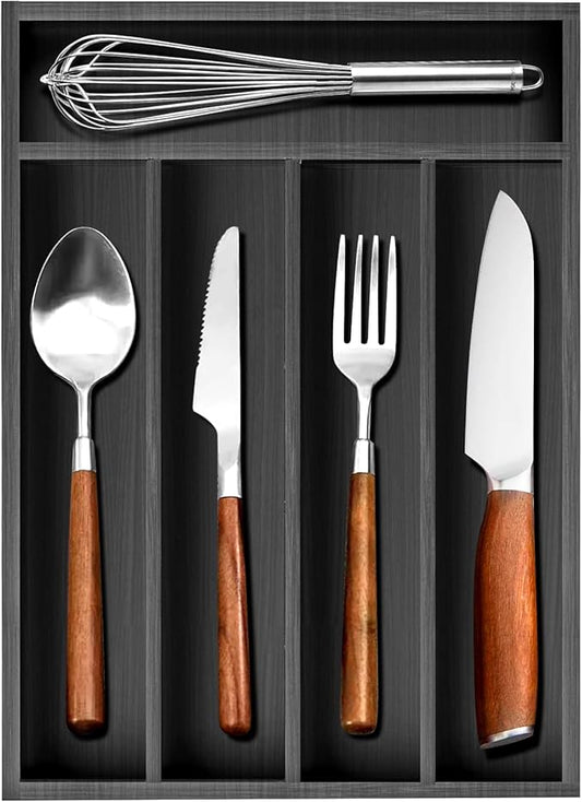Wooden Silverware Drawer Organizers Black Utensil Trays for Kitchen Drawers Wood