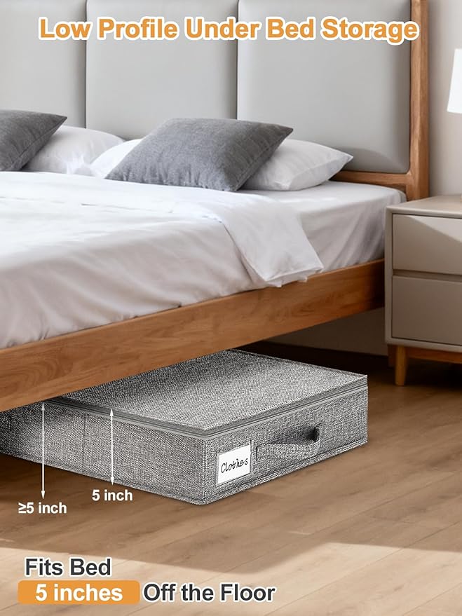 5 inches High Low Profile Under Bed Storage with Sturdy Sides & Bottom
