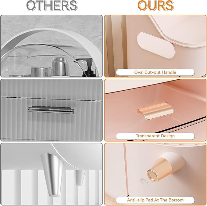 Yieach Pink Make up Organizer for Countertop,Vanity,Large Capacity Bathroom Makeup Skincare Organizers With Brush Holder,Makeup Storage Organizer for Lotion,Beauty Products,Skin Care,Makeup Display