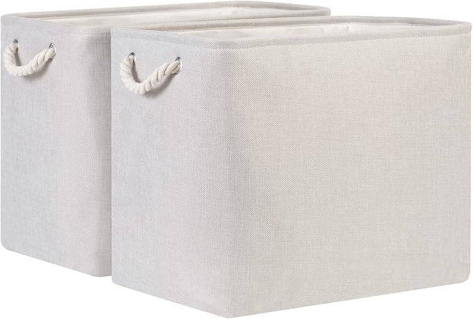Bidtakay Fabric Beige Baskets Extra Large Organization Baskets for Clothes Set