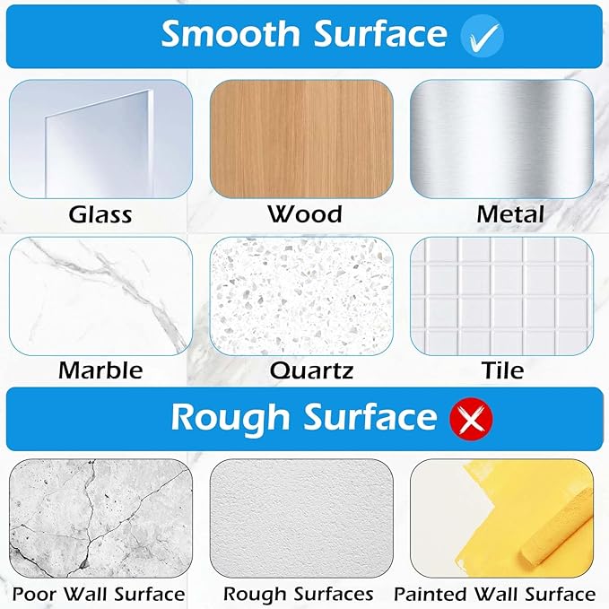 6 Pack Shower Caddy Adhesive Replacement, Shower Adhesive Strips, Strong Adhesive Hooks, Waterproof Sticker, No Drilling, for Bathroom Shelf and Kitchen Racks