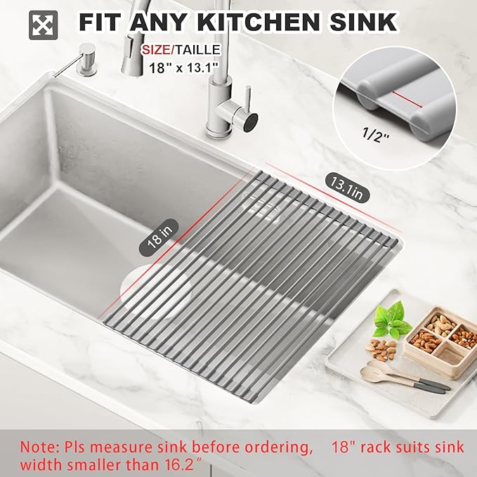 Roll Up Dish Drying Rack, Light Gray