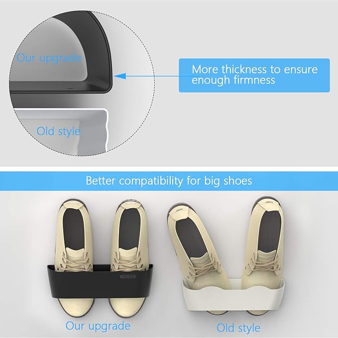 Wall Mounted Shoes Rack 6Pack with Sticky Hanging Strips, SM03-Black-6