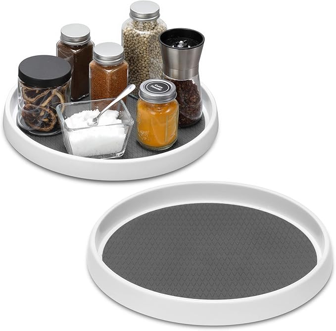 2 Set, 10 Inch Non-Skid Lazy Susan Organizers, Turntable Rack for Cabinet