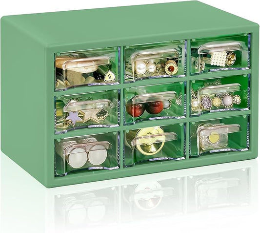Desk Storage Organizer with 9 Drawers, Green