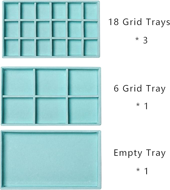 Frebeauty Acrylic Jewelry Organizer Earring Organizer Box with 5 Drawers Earring Holder Organizer with Velvet Trays Clear Jewelry Box for Women Earring Display for Rings Studs(Turquoise)