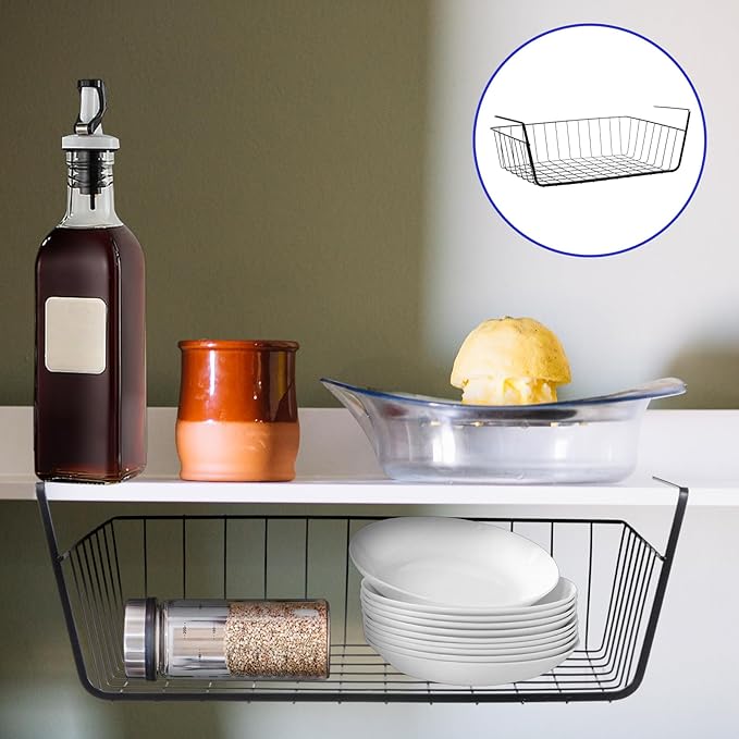 8 Pack Hanging Under Shelf Storage Basket
