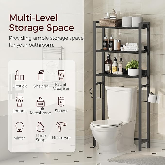 Over The Toilet Storage Rack, Black TSBK6001