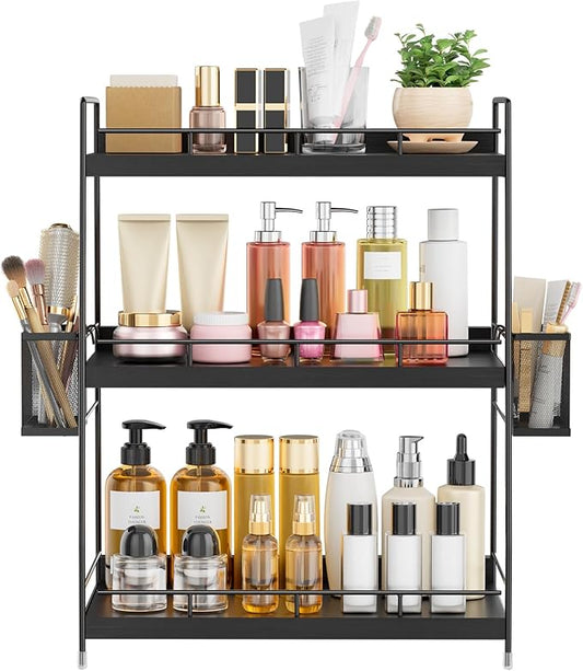 Bathroom Counter Organizer, Bathroom Countertop Organizer with Baskets, Black