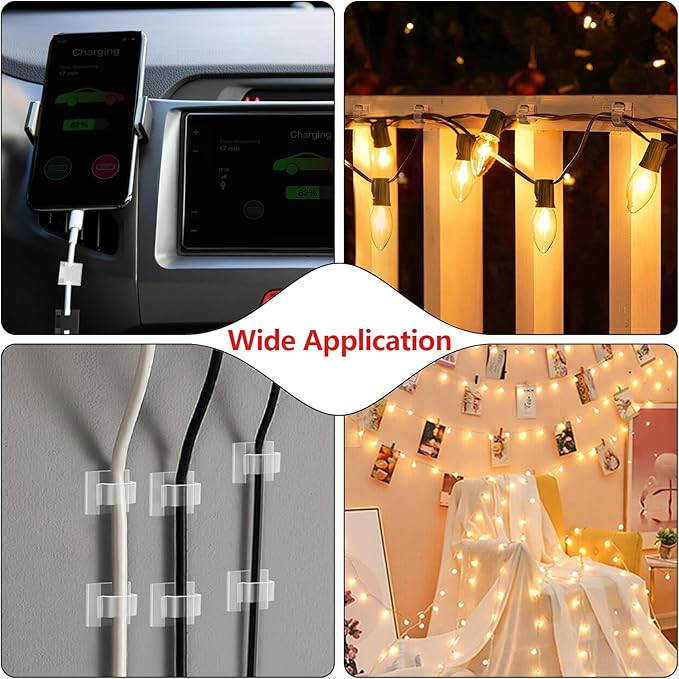 100PCS Cable Clips, Adhesive Wire Clips Organizer Cord Clips Management, Small