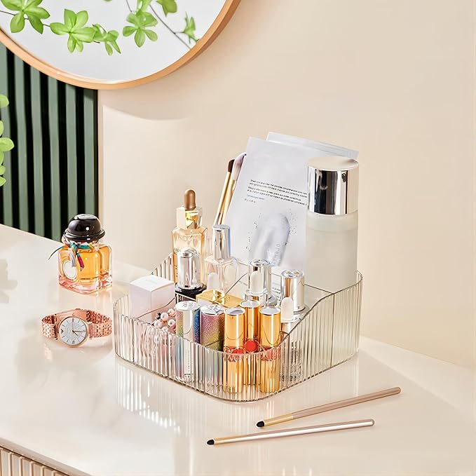 Large Capacity Makeup Brush Holder, 8 Slot Makeup Brush Cup, Clear-XL