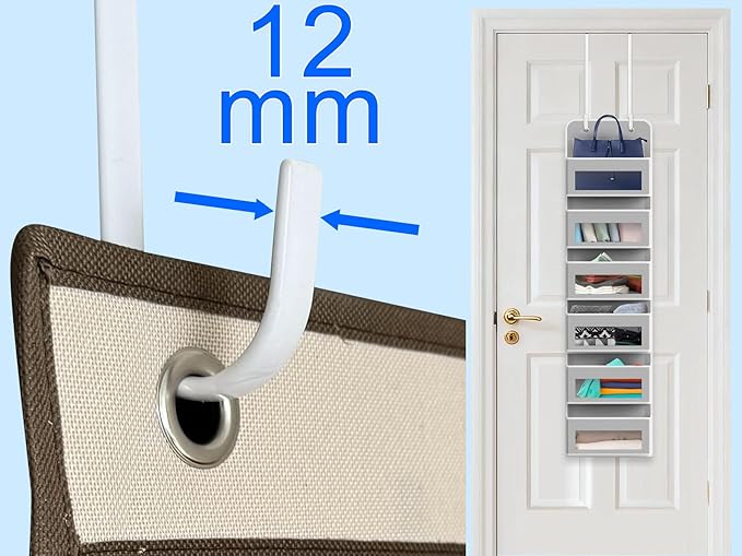 Mars-Rock Over the Door Metal Hooks with Plastic Coating 12" Fit 0.5" to 1 3/8" Door 4 Pcs Heavy Duty Single Towel Robe Rack Wreath Bathroom Shower Hanger Shoe Organizer Ironing Board Long White