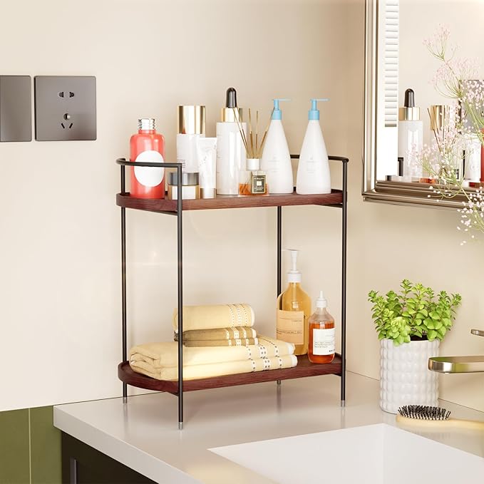 2-Tier Bathroom Counter Organizer, Brown
