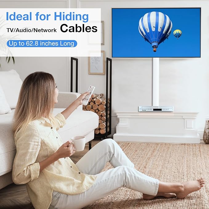 Delamu Cord Hider, 62.8in Cord Covers for 6-8 Wires on Wall, Cable Hider Cable Management, Wire Hiders for TV on Wall, Wire Covers for Cords, Cable Cover Wall, 4X L15.7 W2.36 H0.75in, White
