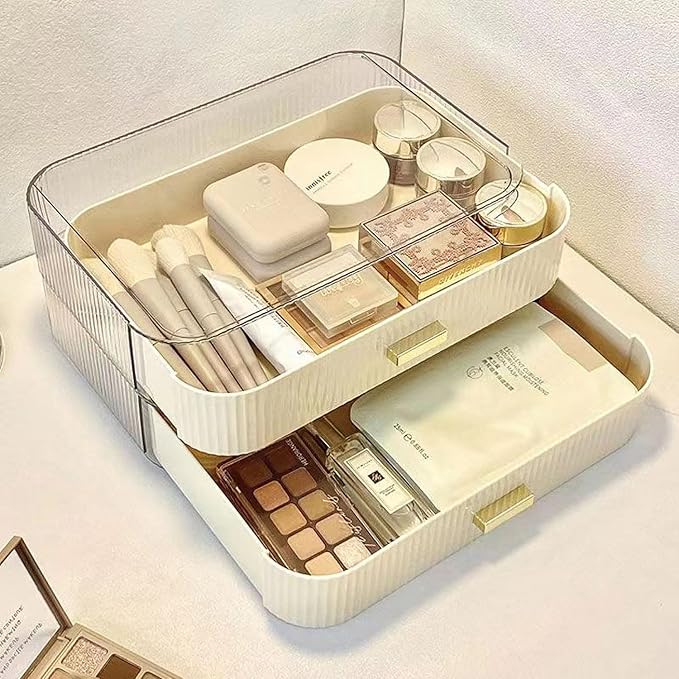 Stackable Makeup Organizer Drawers, Bathroom Vanity Organizers and Storage, Ideal for Desk and Dresser Countertops, Great for Cosmetics, Skincare