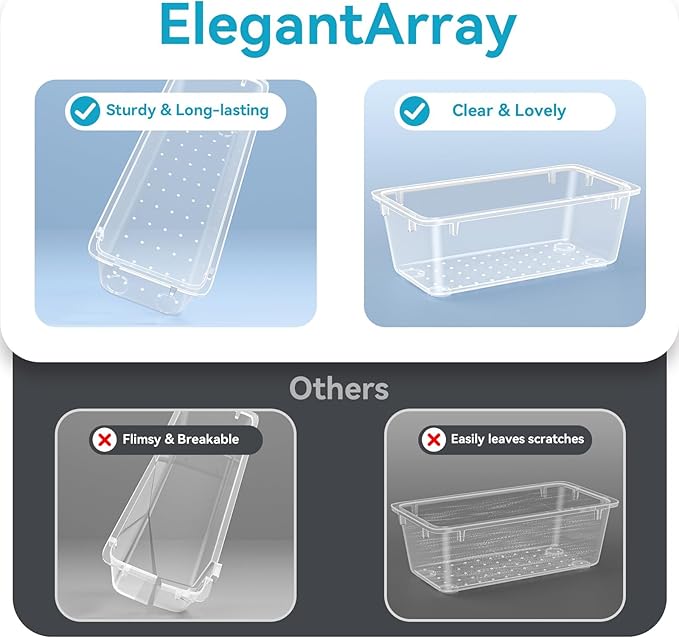 24 PCS Drawer Organizer Set, 4 Sizes Tool Storage Trays
