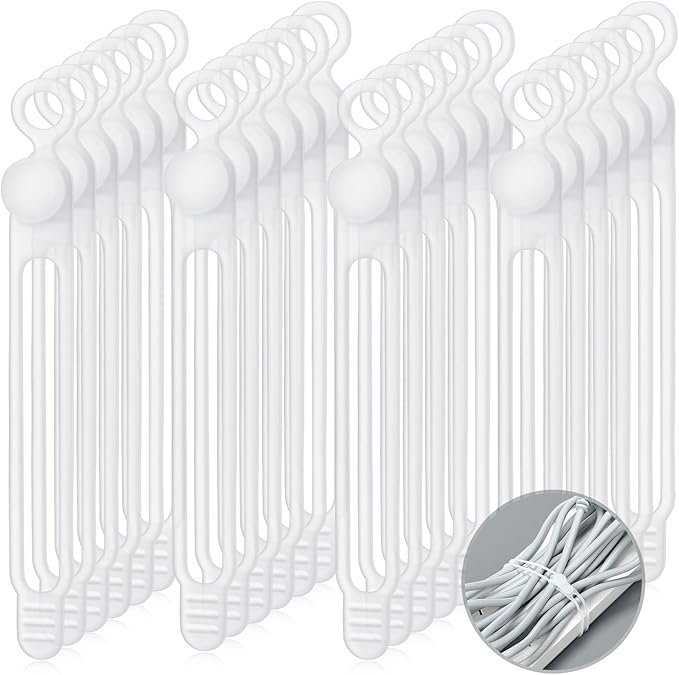 Nuanchu 40 Pcs Silicone Cable Ties Reusable Holder Adjustable Straps Multipurpose Charging Cable Organizer for Fastening Charging Cords Wires(4.17 Inch,Translucent)