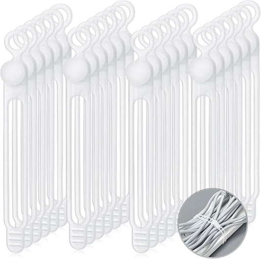 Nuanchu 40 Pcs Silicone Cable Ties Reusable Holder Adjustable Straps Multipurpose Charging Cable Organizer for Fastening Charging Cords Wires(4.17 Inch,Translucent)